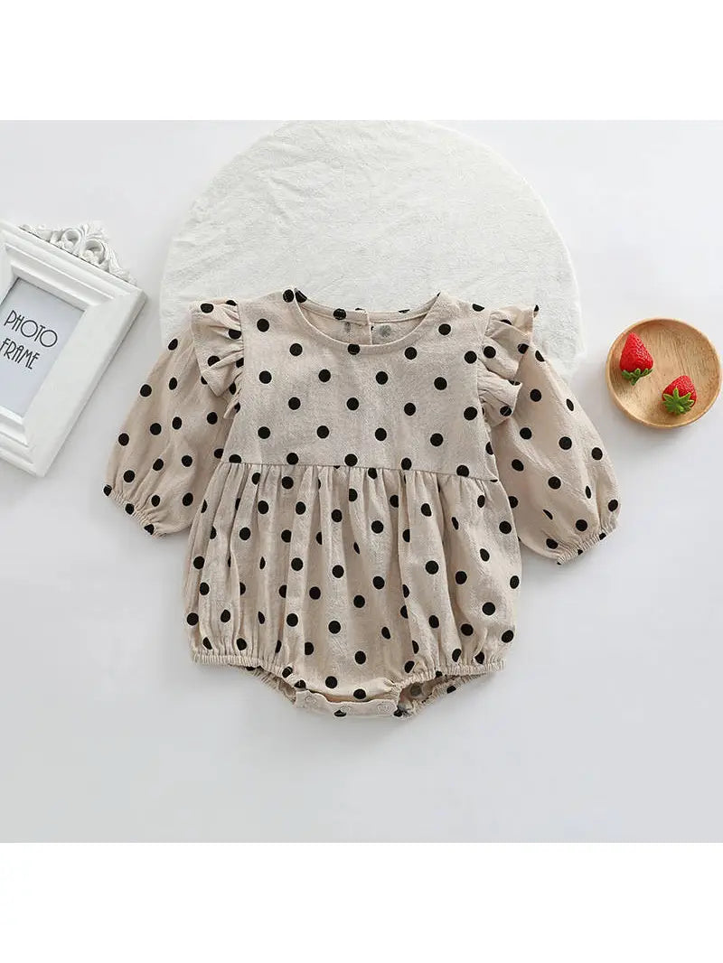 Bobo Dot Print Flying Sleeve Romper Ins Loose Romper